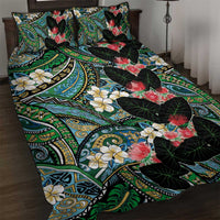 Hawaiian Taro Leaves and Ohia Lehua Quilt Bed Set Polynesian Tribal Art Tropical Plants Motifs Colorful LT03 Multicolor - Polynesian Pride