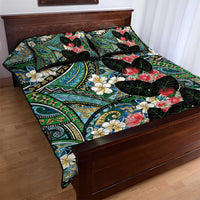 Hawaiian Taro Leaves and Ohia Lehua Quilt Bed Set Polynesian Tribal Art Tropical Plants Motifs Colorful LT03 - Polynesian Pride