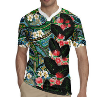 Hawaiian Taro Leaves and Ohia Lehua Rugby Jersey Polynesian Tribal Art Tropical Plants Motifs Colorful LT03 - Polynesian Pride