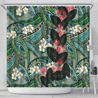 Hawaiian Taro Leaves and Ohia Lehua Shower Curtain Polynesian Tribal Art Tropical Plants Motifs Colorful LT03 - Polynesian Pride