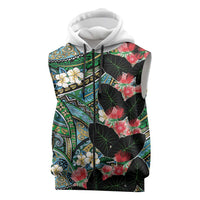 Hawaiian Taro Leaves and Ohia Lehua Sleeveless Zip Hoodie Polynesian Tribal Art Tropical Plants Motifs Colorful LT03 Multicolor - Polynesian Pride