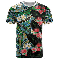 Hawaiian Taro Leaves and Ohia Lehua T Shirt Polynesian Tribal Art Tropical Plants Motifs Colorful LT03 Multicolor - Polynesian Pride