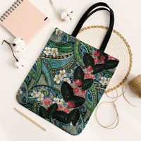 Hawaiian Taro Leaves and Ohia Lehua Tote Bag Polynesian Tribal Art Tropical Plants Motifs Colorful LT03 Black Strap One Size Multicolor - Polynesian Pride