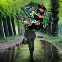 Hawaiian Taro Leaves and Ohia Lehua Umbrella Polynesian Tribal Art Tropical Plants Motifs Colorful LT03 - Polynesian Pride
