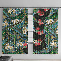 Hawaiian Taro Leaves and Ohia Lehua Window Curtain Polynesian Tribal Art Tropical Plants Motifs Colorful LT03 With Hooks Multicolor - Polynesian Pride