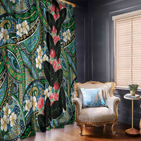 Hawaiian Taro Leaves and Ohia Lehua Window Curtain Polynesian Tribal Art Tropical Plants Motifs Colorful LT03 - Polynesian Pride