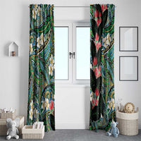 Hawaiian Taro Leaves and Ohia Lehua Window Curtain Polynesian Tribal Art Tropical Plants Motifs Colorful LT03 - Polynesian Pride
