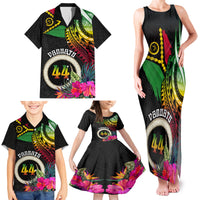 Personalised Vanuatu 44th Anniversary Family Matching Tank Maxi Dress and Hawaiian Shirt Boars Tusk Tugeta Yumi Selebretem Indipendens Dei LT03 - Polynesian Pride