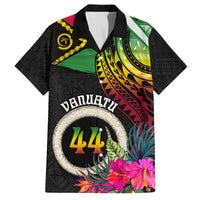 Personalised Vanuatu 44th Anniversary Family Matching Tank Maxi Dress and Hawaiian Shirt Boars Tusk Tugeta Yumi Selebretem Indipendens Dei LT03 Dad's Shirt - Short Sleeve Black - Polynesian Pride