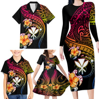 Polynesia Hawaii Turtle Day Family Matching Long Sleeve Bodycon Dress and Hawaiian Shirt Hibiscus and Kanaka Maoli LT03 - Polynesian Pride