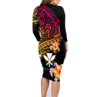 Polynesia Hawaii Turtle Day Family Matching Long Sleeve Bodycon Dress and Hawaiian Shirt Hibiscus and Kanaka Maoli LT03 - Polynesian Pride