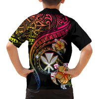 Polynesia Hawaii Turtle Day Family Matching Off Shoulder Short Dress and Hawaiian Shirt Hibiscus and Kanaka Maoli LT03 - Polynesian Pride