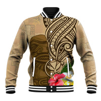 Hawaii Kanaloa Tiki Baseball Jacket Polynesian Tattoo and Tapa Pattern
