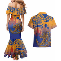 Hawaiki Nui Va'a Solo French Polynesia Couples Matching Mermaid Dress and Hawaiian Shirt Sunset Color LT03 - Polynesian Pride