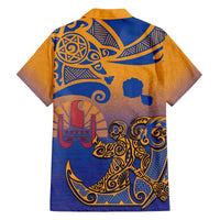 Hawaiki Nui Va'a Solo French Polynesia Family Matching Off Shoulder Short Dress and Hawaiian Shirt Sunset Color LT03 - Polynesian Pride