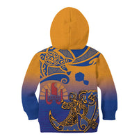 Hawaiki Nui Va'a Solo French Polynesia Kid Hoodie Sunset Color LT03 - Polynesian Pride