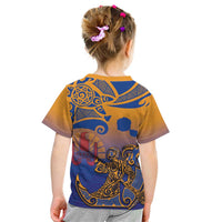 Hawaiki Nui Va'a Solo French Polynesia Kid T Shirt Sunset Color LT03 - Polynesian Pride