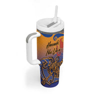 Hawaiki Nui Va'a Solo French Polynesia Tumbler With Handle Sunset Color