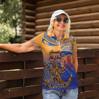Hawaiki Nui Va'a Solo French Polynesia Women Polo Shirt Sunset Color