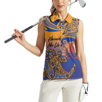 Hawaiki Nui Va'a Solo French Polynesia Women Sleeveless Polo Shirt Sunset Color