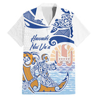 Hawaiki Nui Va'a Solo French Polynesia Family Matching Mermaid Dress and Hawaiian Shirt Blue Color LT03 Dad's Shirt - Short Sleeve Blue - Polynesian Pride