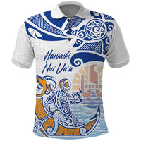 Hawaiki Nui Va'a Solo French Polynesia Polo Shirt Blue Color LT03 Blue - Polynesian Pride