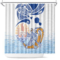 Hawaiki Nui Va'a Solo French Polynesia Shower Curtain Blue Color LT03 Blue - Polynesian Pride