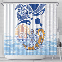 Hawaiki Nui Va'a Solo French Polynesia Shower Curtain Blue Color LT03 - Polynesian Pride