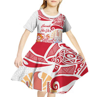 Hawaiki Nui Va'a Solo French Polynesia Kid Short Sleeve Dress Red Color