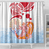 Hawaiki Nui Va'a Solo French Polynesia Shower Curtain Red Color LT03 - Polynesian Pride