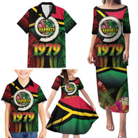 Vanuatu Constitution Day Family Matching Puletasi and Hawaiian Shirt Polynesian Tattoo and Pig Tusk Since 1979 LT03 - Polynesian Pride