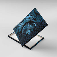 Aloha Hawaii Hammerhead Shark Canvas Wall Art Blue Kakau and Polynesian Tattoo LT03