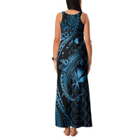 Aloha Hawaii Hammerhead Shark Family Matching Tank Maxi Dress and Hawaiian Shirt Blue Kakau and Polynesian Tattoo LT03 - Polynesian Pride