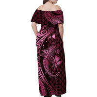 Aloha Hawaii Hammerhead Shark Family Matching Off Shoulder Maxi Dress and Hawaiian Shirt Pink Kakau and Polynesian Tattoo LT03 - Polynesian Pride