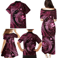 Aloha Hawaii Hammerhead Shark Family Matching Puletasi and Hawaiian Shirt Pink Kakau and Polynesian Tattoo LT03 - Polynesian Pride