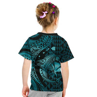 Aloha Hawaii Hammerhead Shark Kid T Shirt Turquoise Kakau and Polynesian Tattoo LT03