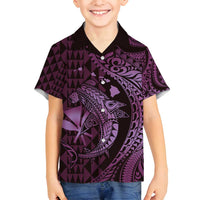 Aloha Hawaii Hammerhead Shark Family Matching Summer Maxi Dress and Hawaiian Shirt Purple Kakau and Polynesian Tattoo LT03 Son's Shirt Purple - Polynesian Pride