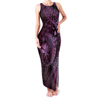 Aloha Hawaii Hammerhead Shark Family Matching Tank Maxi Dress and Hawaiian Shirt Purple Kakau and Polynesian Tattoo LT03 Mom's Dress Purple - Polynesian Pride