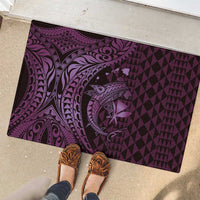 Aloha Hawaii Hammerhead Shark Rubber Doormat Purple Kakau and Polynesian Tattoo LT03