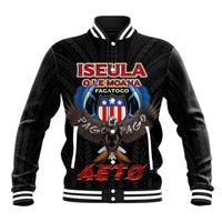 American Samoa Fautasi Baseball Jacket Pago Pago Aeto and Iseula o le Moana of Fagatogo Black Color LT03 Unisex Black - Polynesian Pride