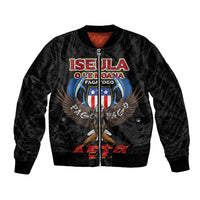 American Samoa Fautasi Bomber Jacket Pago Pago Aeto and Iseula o le Moana of Fagatogo Black Color LT03 Unisex Black - Polynesian Pride
