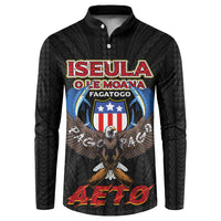 American Samoa Fautasi Button Sweatshirt Pago Pago Aeto and Iseula o le Moana of Fagatogo Black Color LT03 Black - Polynesian Pride