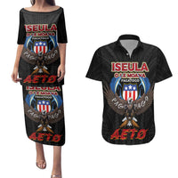 American Samoa Fautasi Couples Matching Puletasi and Hawaiian Shirt Pago Pago Aeto and Iseula o le Moana of Fagatogo Black Color LT03 Black - Polynesian Pride