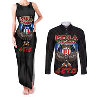 American Samoa Fautasi Couples Matching Tank Maxi Dress and Long Sleeve Button Shirt Pago Pago Aeto and Iseula o le Moana of Fagatogo Black Color LT03 Black - Polynesian Pride