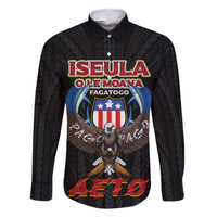American Samoa Fautasi Family Matching Short Sleeve Bodycon Dress and Hawaiian Shirt Pago Pago Aeto and Iseula o le Moana of Fagatogo Black Color LT03 Dad's Shirt - Long Sleeve Black - Polynesian Pride