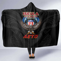 American Samoa Fautasi Hooded Blanket Pago Pago Aeto and Iseula o le Moana of Fagatogo Black Color LT03 One Size Black - Polynesian Pride
