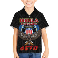 American Samoa Fautasi Kid Hawaiian Shirt Pago Pago Aeto and Iseula o le Moana of Fagatogo Black Color LT03 Kid Black - Polynesian Pride