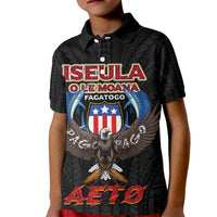 American Samoa Fautasi Kid Polo Shirt Pago Pago Aeto and Iseula o le Moana of Fagatogo Black Color LT03 Kid Black - Polynesian Pride