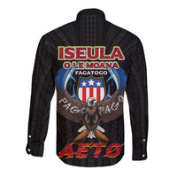 American Samoa Fautasi Long Sleeve Button Shirt Pago Pago Aeto and Iseula o le Moana of Fagatogo Black Color LT03 - Polynesian Pride