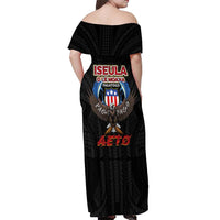 American Samoa Fautasi Off Shoulder Maxi Dress Pago Pago Aeto and Iseula o le Moana of Fagatogo Black Color LT03 - Polynesian Pride